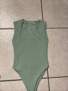 Sage Green Square Neck One-Piece Swimsuit